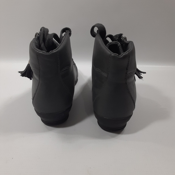 Comfortview Glendaly Size 7W Gray Side Zip Lace Up Faux Leather Ankle Boots - Picture 2 of 8